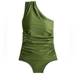 J.Crew Safari (Green) Ruched One Shoulder One Piece Swimsuit Size 16 NWT